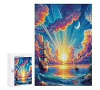 Navegación y velero Puzzles 300 Piezas Regalos Familiar el Barco de mar Rompecabezas Colorido 3D para Adultos Y Niñas A 14 Años DIY Moderno Aliviar Estrés Estera Portátil 300 PCS