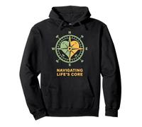 Navegando el diseño de corazón de brújula Central de la Vida Sudadera con Capucha