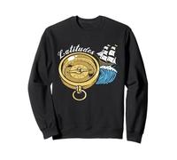 Navegando Latitudes Brújula Barco Bosquejo Vintage Arte Náutico Sudadera