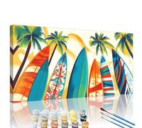 Navegar Pintar por Numeros Adultos con Marco, 2026 Adultos Principiantes DIY Kit 30x60cm Playa Paint by Numbers Pinturas Acrílica con 3 Pinceles de Lienzo, Decor para el Hogar Creativo Regalo XY#1008