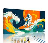 Navegar Pintar por Numeros Adultos con Marco, 2026 Adultos Principiantes DIY Kit 80x160cm Astronauta Paint by Numbers Pinturas Lienzo Acrílica con 3 Pinceles, Decor para Hogar Creativo Regalo XY#956