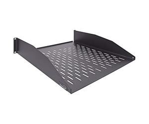 NavePoint 2U - Estante universal ventilado para gabinete de servidores de 48 cm de profundidad con borde negro