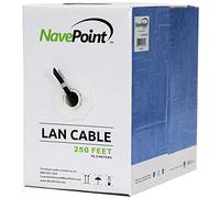NavePoint Cable Ethernet CAT6 - CCA Bulk CAT6 Cable Ethernet de 250 pies, 550 MHz, 23 AWG, 4 pares, par trenzado sin blindaje (UTP), negro sólido