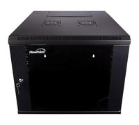 NavePoint Gabinete de red 9U de montaje en pared para equipos informáticos de 19 pulgadas, A/V con puerta de vidrio y paneles laterales extraíbles, cerraduras, 2 ventiladores, profundidad de 600 mm
