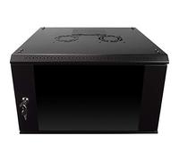 NavePoint Gabinete de servidor de red de montaje en pared 6U para equipos de TI de 19 pulgadas, A/V, puerta de vidrio templado y paneles laterales extraíbles, cerraduras, ventilador, 450 mm de
