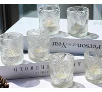 NAVESO 12 portavelas vintage de cristal, 5,5 x 6,5 cm