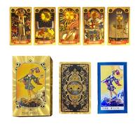 NAVESO Cartas Tarot,Cartas del Tarot, Baraja Tarots con Explicación Principiantes Inglés, Cartas De Tarots, Impermeables y Sin Arrugas para Principiantes (Dorado)