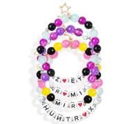 NAVESO Juego de 4 pulseras coreanas Pop Girl Merch para mujer, pulsera de cazadores de cantantes para mujer, kit de pulseras de demonio con dije de letras, cosas de niña pop coreana para los fanáticos