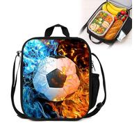 NAVESO Lonchera de fútbol, bolsa de almuerzo aislada para niños y niñas, lonchera para niños, bolsa de almuerzo para niños, bolsa de almuerzo para la escuela, picnic, viajes, senderismo, camping