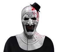 NAVESO Máscara Art The Clown, Máscara de Payaso Terrifier, Mascara Terrifier con Sombrero, Látex Mascaras Halloween de Terror para Adultos Halloween, Carnaval y Cosplay Accesorio