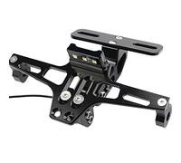 NAVESO Soporte de Matrícula Moto, Portamatriculas Moto Universal Ángulos Ajustables, Aluminio CNC Soporte Portamatriculas Moto con Iluminación de Matrículas