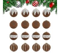 Navidad | 16 piezas de colgantes a prueba de roturas para decoración, 6 cm de terciopelo para el árbol de Navidad con pedrería - Para casa interior ventana vacaciones invierno