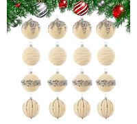 Navidad | 16 piezas de decoración A | 6 cm navideño de terciopelo con pedrería, para casa, interior, ventana, vacaciones de invierno