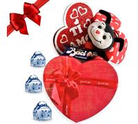 Navidad 2024- Corazón de chocolate -galletas chocolate + mariquita de peluche + corazón escrito te amo (BACI PERUGINA)