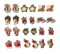 Navidad 24PCS Colgantes de Madera Adornos navideños Vintage Campana de Papá Noel Bastón de Caramelo Lindos Adornos para árboles de Navidad para Fiestas navideñas Estilo 1.