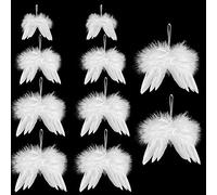 Navidad Alas de Ángel, Decoraciones Navideñas Blancas Fantasía ángel Adorno de ala de Plumas Blancas, Árbol de Navidad Decoraciones de Boda Accesorio Accesorios (10 Piezas 18cm 16cm 12cm 10cm 8cm)