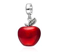 Navidad Apple. 925 plata de ley charms, Apple con transparente esmalte rojo y amarillo Canarias CZ piedra para Europea Pulsera Charms