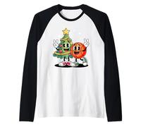 Navidad Árbol Baloncesto X-Mas Cesta Aro Jugador Camiseta Manga Raglan