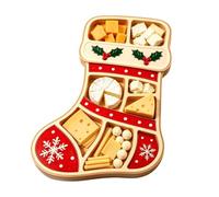Navidad Bandeja de servir Bandeja de postre festivo Compartimentado | Bandeja de madera para comida navideña para fiesta, casa, reunión familiar, mesa en J.