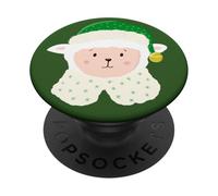 Navidad bebé Oveja llevando un Elfo Collar y Sombrero PopSockets PopGrip Adhesivo