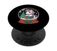 Navidad Bola de Nieve Unicornio X-Mas Unicornios PopSockets PopGrip Adhesivo