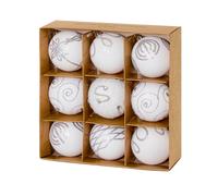 Navidad Bolas Irrompibles 9 Paquete 60mm Decoración Árbol Blanco