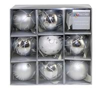 Navidad Bolas Irrompibles 9 Paquete 80mm Decoración Árbol Plata