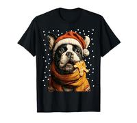 Navidad Boston Terrier Santa Hat Gingerbread Cookie Snow Camiseta