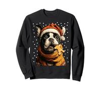 Navidad Boston Terrier Santa Hat Gingerbread Cookie Snow Sudadera