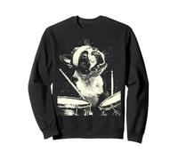 Navidad Boston Terrier Tocando Batería Punk Grunge Sudadera