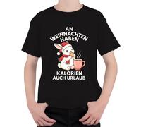 Navidad Calorías tienen vacaciones conejito galletas niños camiseta, Negro , 152