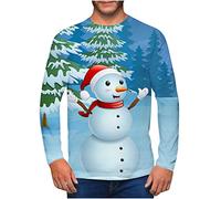 Navidad Camiseta Hombre Jersey Manga Larga Sudaderas Cuello Redondo Papá Noel navideños Estampado Divertidos Invierno Moda Camisa Fiesta Tops T Shirt Original Suéter Xmas Christmas 2024 2025