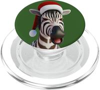 Navidad Cebra Divertido Animal llevando Sombrero de Papá Noel PopSockets PopGrip para MagSafe