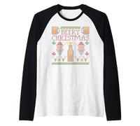 Navidad Cerveza Feliz Cerveza Navidad Santa Claus Vacaciones Camiseta Manga Raglan