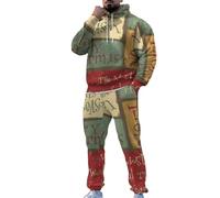 Navidad Chandal Hombre Completo Algodon Impresión 3D Vintage Chándal Deportivo Para Hombre Talla Grande Tracksuit Holgado Gimnasio Ropa De Deportivo 2 Piezas Correr Jogging Fitness