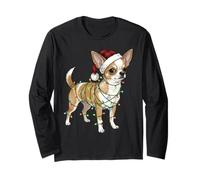 Navidad Chihuahua Holiday Dog White Tan Festive Manga Larga