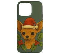 Navidad Chihuahua Luces navideñas Sombrero de Papá Noel Festival de Invierno Carcasa para iPhone 15 Pro MAX