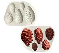 Navidad Conos De Pino Forma De La Torta Pasta De AzúCar del Molde del Caramelo De Chocolate Herramientas Moldes De Silicona Galletas De La Hornada del Molde De Pastel DecoracióN Antiadherente 2 PCS