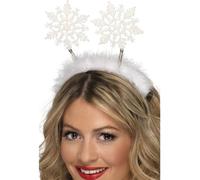 Navidad Copo de Nieve Boppers Diadema Blanco Mujer Disfraz Accesorio Nuevo
