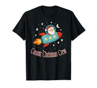 Navidad cósmica: Santa Rocket Space Holiday Crew Festividad Camiseta