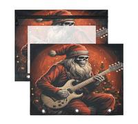 Navidad CráNeo Santa Estuches para Lápices Transparentes para Archivador de 3 Anillas(2 Pack)