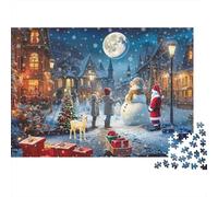 Navidad Cuento de Invierno Puzzle 1000 Piezas Papel Educativo Escena Nocturna Puzzle para Adultos Decoración Pared Alivio estrés 70x50cm/1000pcs