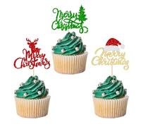 Navidad Cupcake Toppers, 24 PCS Adornos para Cupcakes de Navidad, Merry Christmas Cupcake Toppers, Adornos Navideños, Decoración Navideña, para Navidads, Año Nuevo y Fiestas de Invierno (A)