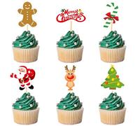 Navidad Cupcake Toppers, 24 PCS Adornos para Cupcakes de Navidad, Merry Christmas Cupcake Toppers, Adornos Navideños, Decoración Navideña, para Navidads, Año Nuevo y Fiestas de Invierno (H)