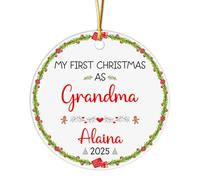 Navidad De Cerámicas Mi Primera Vez como Abuela Adorno De Cerámica Estético Colgantes De Navidad para Regalo Fiestas Decoraciones 7.3 CM