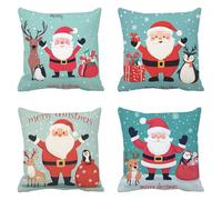 Navidad DecoracióN Funda Cojin 60x60cm Terciopelo Juego De 4 Renos, Cuadrado Papá Noel Fundas Cojines, Funda Almohada Invierno, Home Decor Cojines Sofa, con Cremallera Oculta, Lavable A MáQuina Q-603