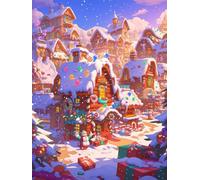 Navidad Diamond Painting Adultos NiñOs Nieve Kits, Diamond Painting Casa de pan de jengibre Principiantes, Redonda Full Drill Diamante Art, Invierno Decoracion Navidad Regalo 20x30cm u-404