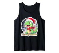 Navidad Dino T-Rex Dragón Desea Roaring Christmas Camiseta sin Mangas