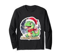 Navidad Dino T-Rex Dragón Desea Roaring Christmas Manga Larga