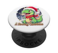 Navidad Dino T-Rex Dragón Desea Roaring Christmas PopSockets PopGrip Adhesivo